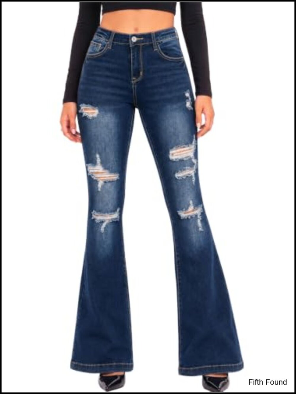 Women's Mid Rise Flare Bell Bottom Jeans Stretch Denim Retro Y2K